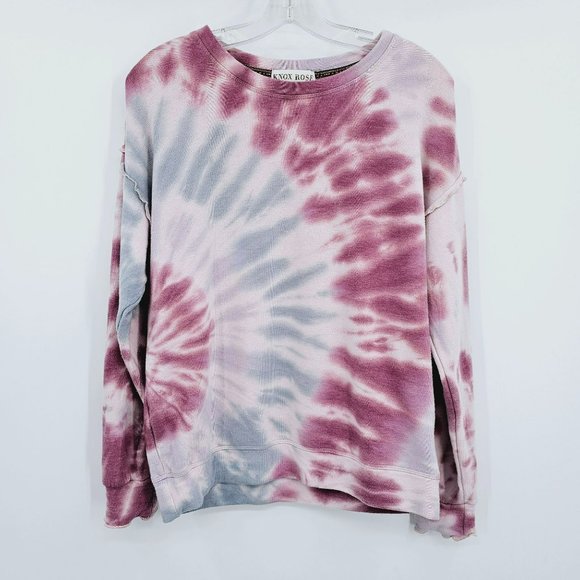 Knox Rose Sweatshirt Tie Dye S Colorful Boho Soft Knit Drop Shoulder Long Sleeve - Picture 1 of 11